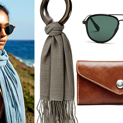 **Image Prompt:** A collage showcasing diverse sustainable accessory materials: organic leather wallets, recycled metal jewelry, sunglasses made from ocean plastic, and a linen scarf. Emphasize the textures and eco-friendly qualities of each material.