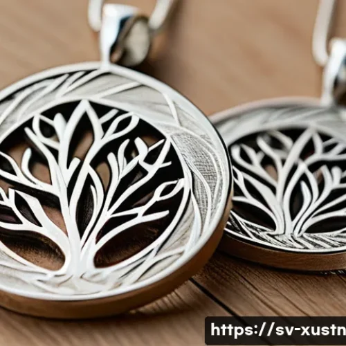 Home 10 친환경 악세서리 브랜드 추천 - A close-up shot of elegant jewelry crafted from recycled silver and natural wood, featuring intricat...