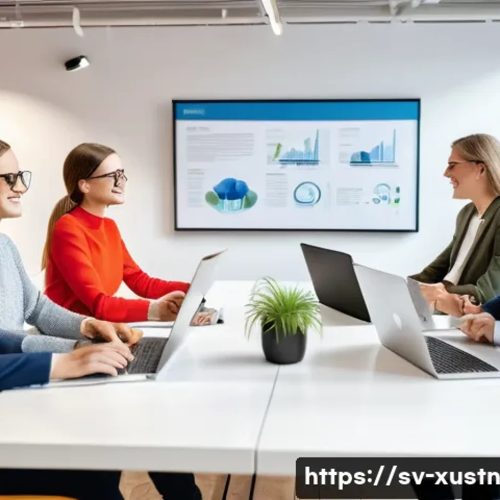 소비자와 브랜드의 소통  지속가능성 - A vibrant and engaging scene showing a diverse group of Swedish company employees in a modern office...