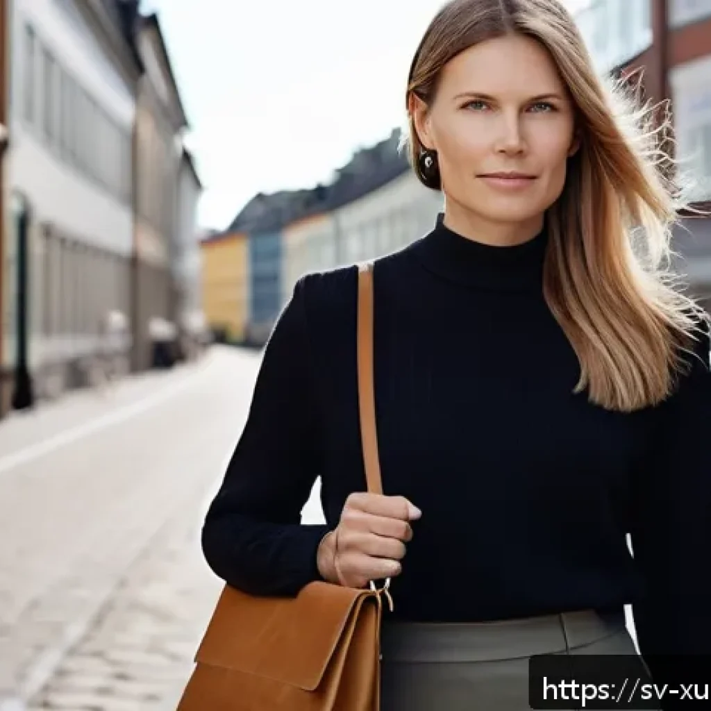 환경 보호와 지속 가능한 악세서리의 관계 - A stylish Scandinavian woman in her early 30s wearing timeless, eco-friendly accessories made from n...
