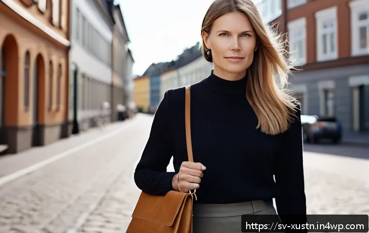 환경 보호와 지속 가능한 악세서리의 관계 - A stylish Scandinavian woman in her early 30s wearing timeless, eco-friendly accessories made from n...